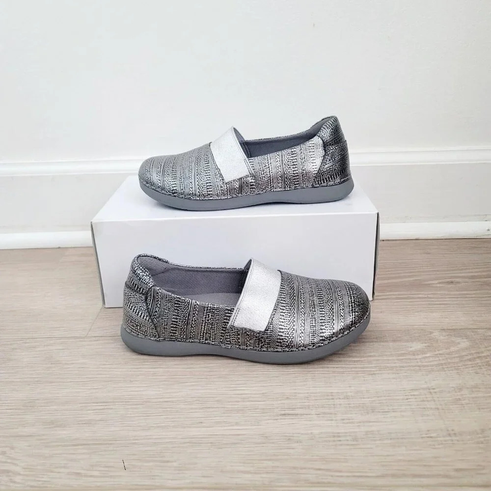 Alegria Glee Chain Mail Grey Gray Black Slip On Athletic Leather Shoes 35 5 5.5